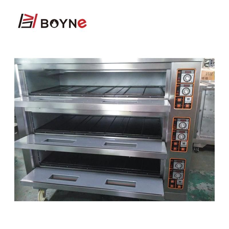 Stainless Steel Commercial Electric Three Deck Nine Trays Baking Oven