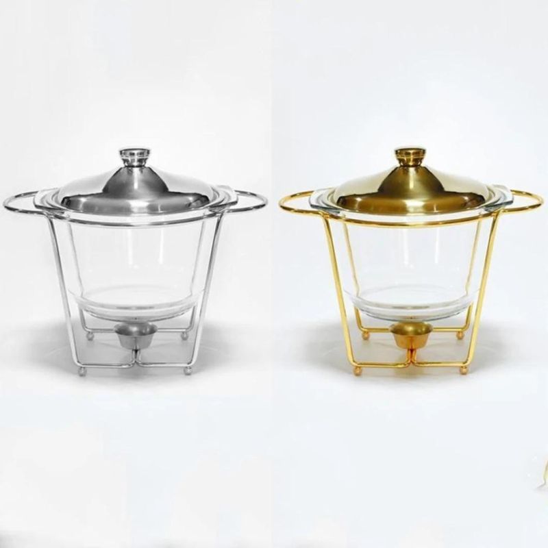 4L Glass Large Volume Square Stainless Steel Mirror Polishing Visual Glass Window Buffet Stove