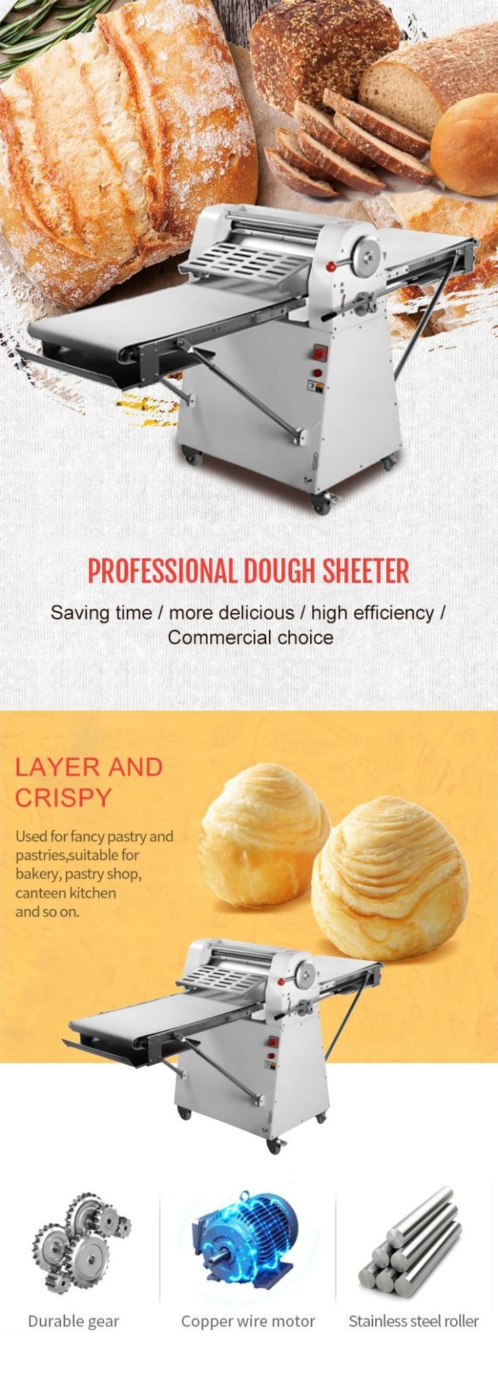 Automatic Croissant Making Machine Pizza Dough Sheeter