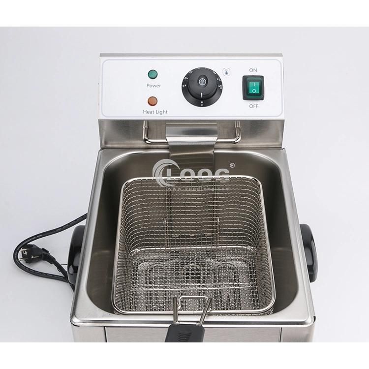 Donut Machine Factory Wholesale Price Stainless Steel Countertop Chicken Frying Machine 8L Single Basket Electric Commercial Potato Chips Deep Fryer