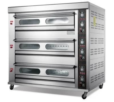 3 Deck 9 Tray Gas Pizza Oven for Commercial Restaurant Kitchen Baking Equipment Bakery ...