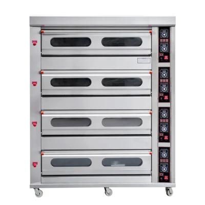 Commericial Baking Equipment 4 Deck 16 Trays Gas Pizza Oven