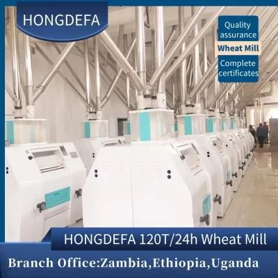 Ethiopia European Standard Automatic Grinding 120t/24h Wheat Flour Mill Milling Machine ...