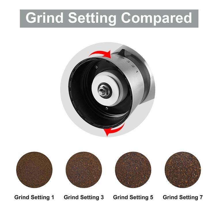 Manual Coffee Grinder with Adjustable Setting - Conical Burr Mill & Brushed Stainless Steel Whole Bean Burr Coffee Grinder