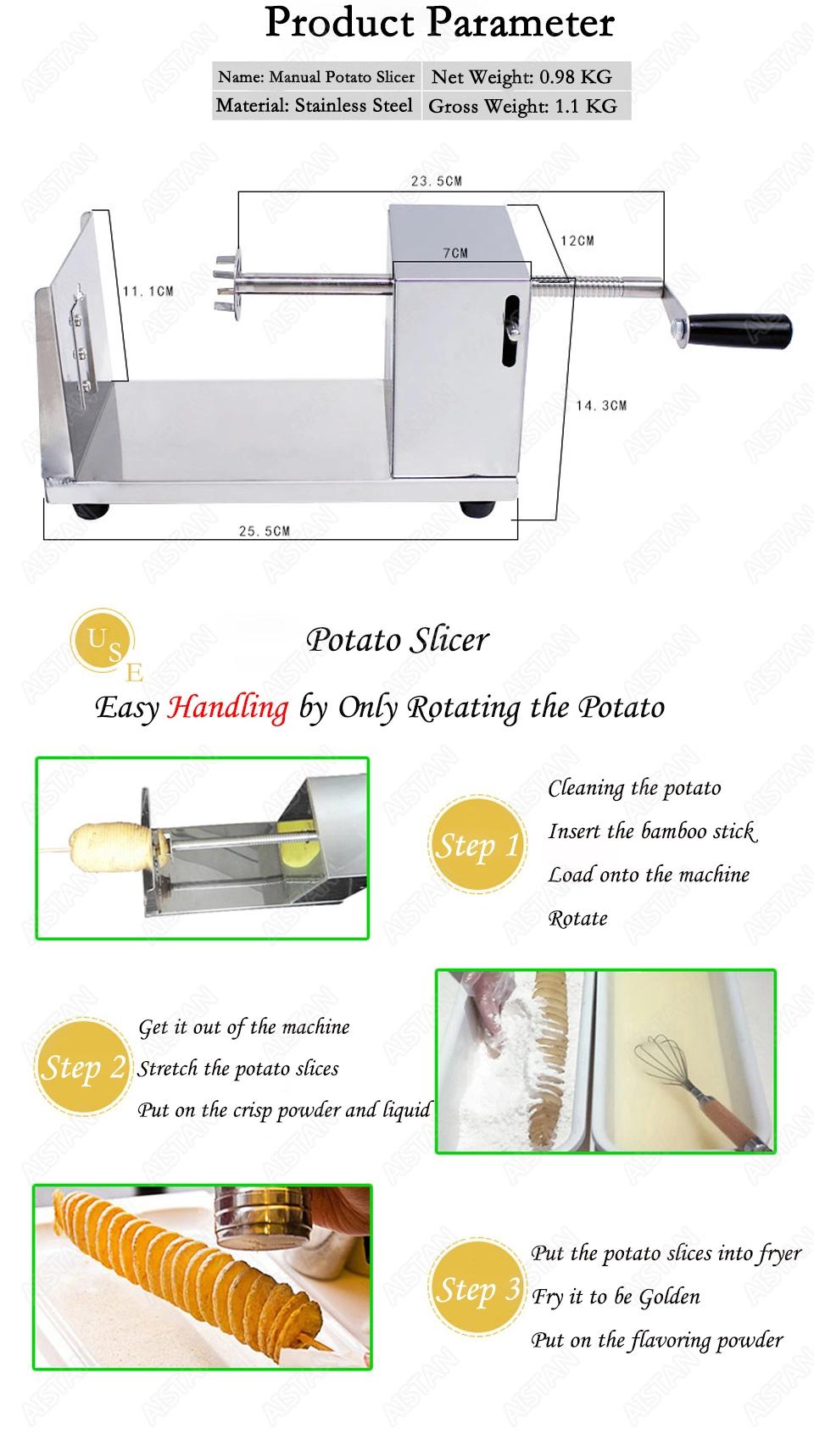 St02 Stainless Steel Manual Spiral Potato Slicer Chips Cutter Kitchen Vegetable Tools