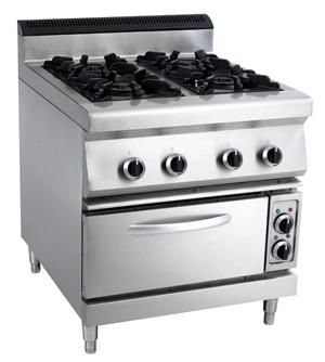 Commercial 4-Burner Gas Range with Electric Oven