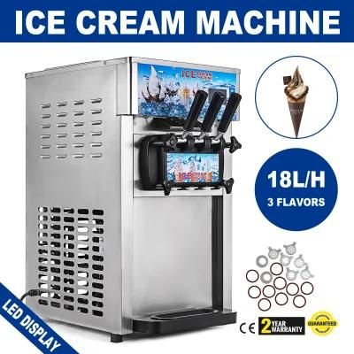 High Quality Stainless Steel Three Flavor Soft Serve Ice Cream Machine