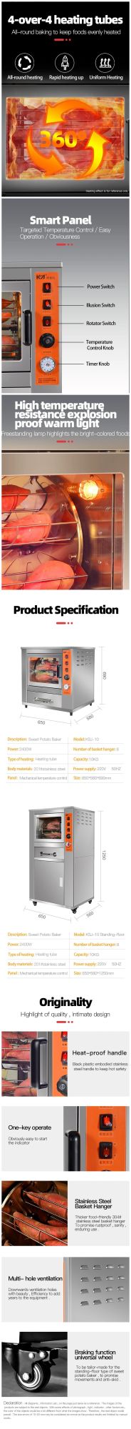 Ksj-10-Yd 2021 High Quality Stainless Steel Sweet Potato Oven Taro Oven Corn Roaster Food Shop