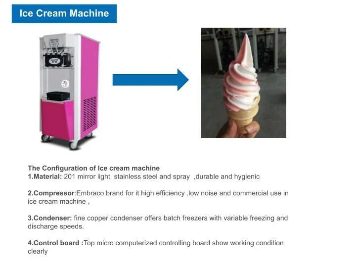Pre Cooling Air Pump Soft Ice Cream Snack Machine Maker Whit Ce