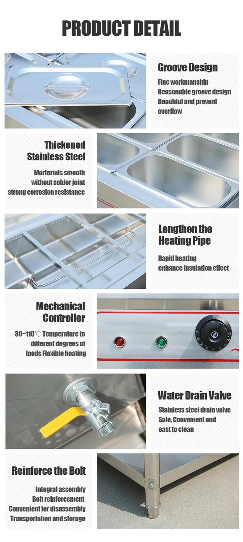 Catering Equipment Counter Top Curved Bain Marie Glass Hot Food Display Food Warmer
