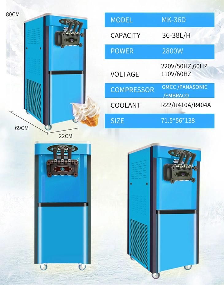 High Quality Commercial Stainless Steel Ice Cream Machine for American Market