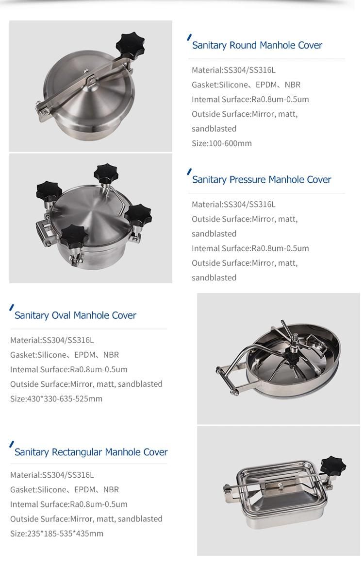 Stainless Steel SS304 Sanitary Non Pressure Round Manhole Cover Round Manway for Beer Tanks