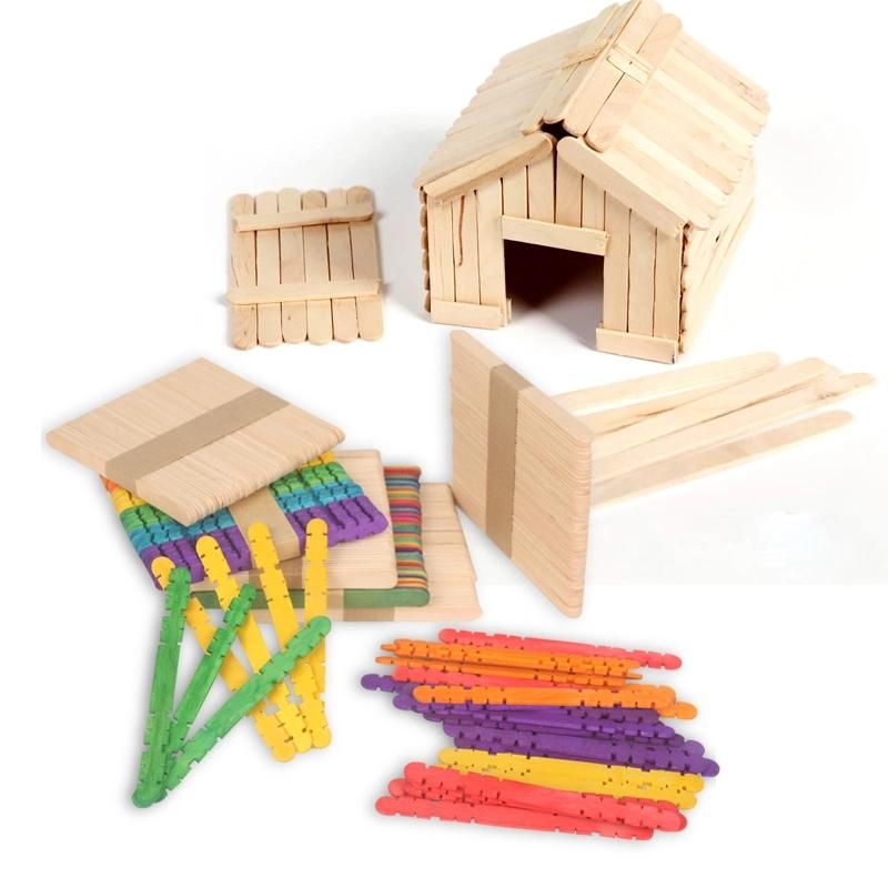 50PCS Ice Cream Popsicle Sticks Craft Handmade DIY Toy Strip Material Kindergarten Nursery School Teaching Materials