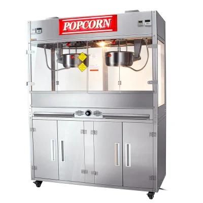 Professional Automatic Double Pot Caramel Popcorn Machine 32oz with Oil Pump