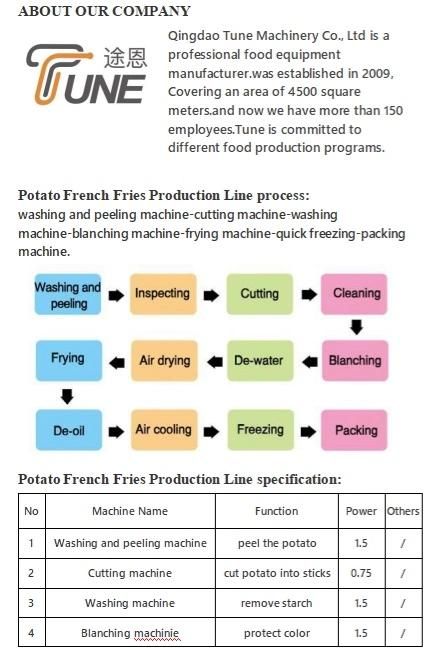 Industrial 300kg/ H -500kg/ H Fried Frozen French Fries Production Line Machine