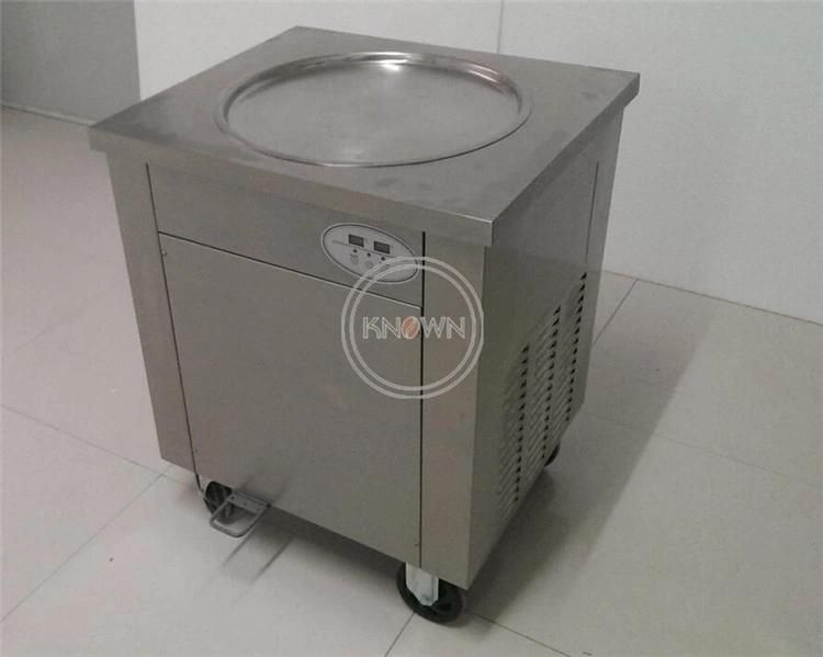 Fried Ice Cream Roll Making Machine Stainless Steel Fruit Fried Ice Cream Maker Machine with Single Round Pan Freezer