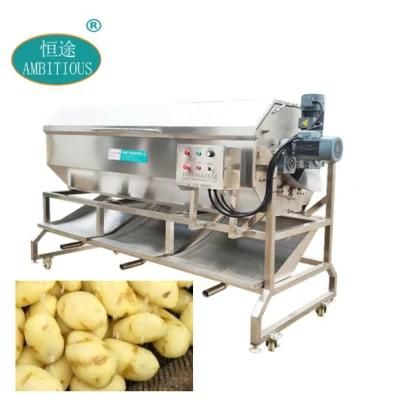 Industrial Brush Type Root Potato Washer Washing Peeler Peeling Machine