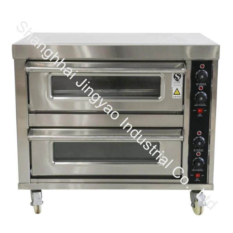 Stainless Steel Electric/Gas Pizza Big Bread Biscuit Double/Single Baking Deck Oven Machine Equipment with Trays