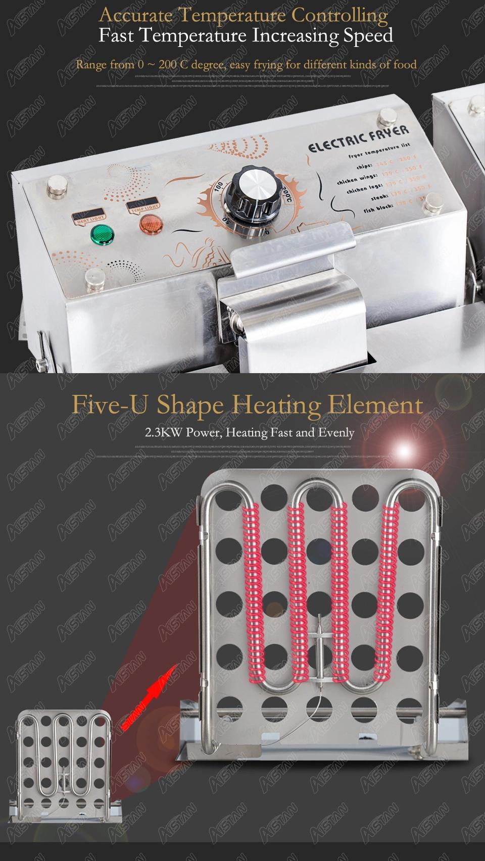 Hy82 Electric Commerical Deep Oil Fryer Stainless Steel Chicken Chips Fish Potato Fried High Power 12 Liters