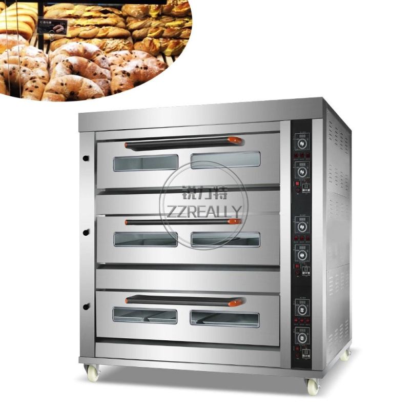 3 Decks 9 Trays Commercial Gas Baking Oven Large Kitchen Equipment Pizza Cake Oven Moon Cake Bread Bakery Machines