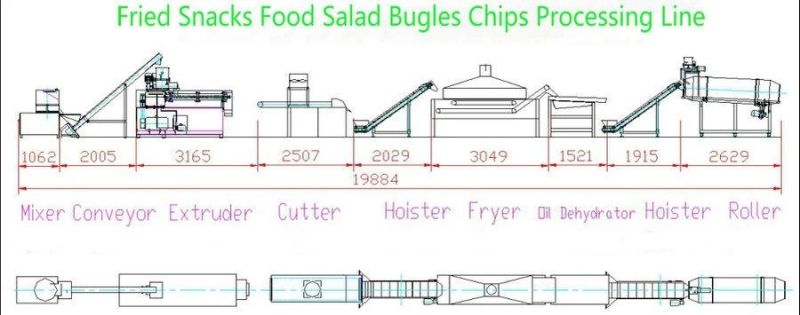 Doritos Bugle Chips/Corn Chips Machine/Fried Flour Snacks Production Line