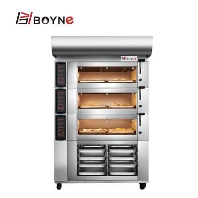 Three Deck Six Trays Electric Oven with 8 Trays Cabinet