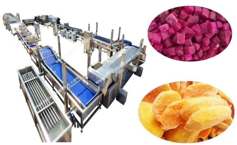 Frozen Fruits Processing Line Strawberry Mango Pineapple, Dragon Fruit Processing Machines