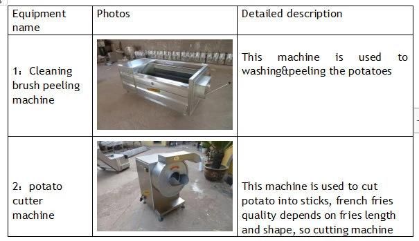 100 Kg/H Semi-Automatic Frozen Fried French Fries Production Line to Europe
