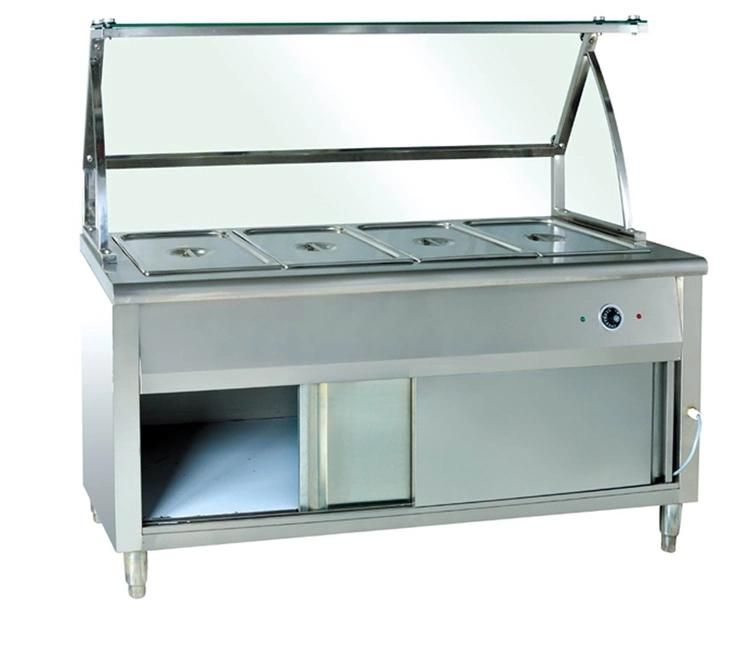 4pan Stainless Steel Commercial Fast Food Buffet Display Warmer Trolly