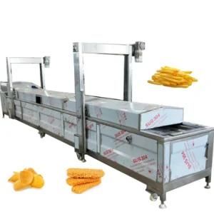 Automatic Potato Finger Chips Deep Fryer Continuous Conveyor Belt Dough Falafel Snacks ...