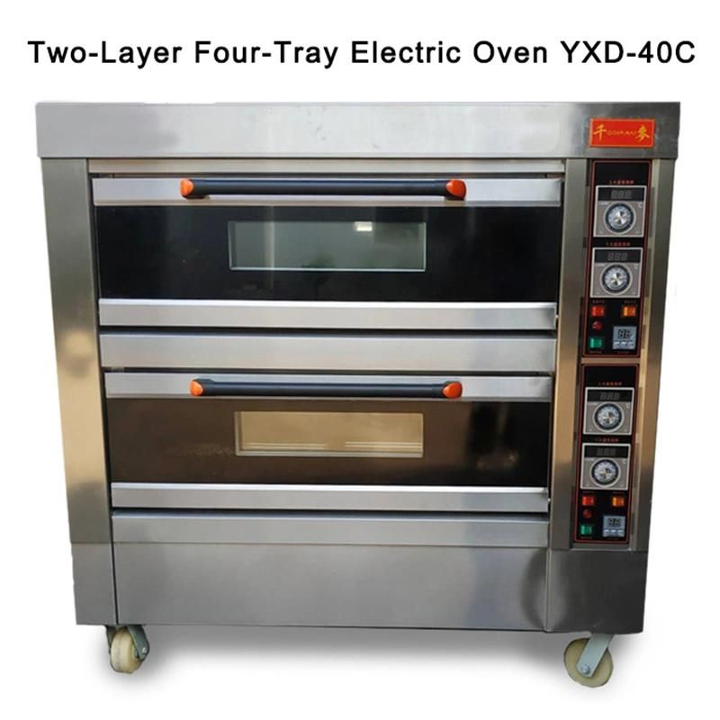 Qianmai Gas Deck Oven Baking Machine Commercial Bakery Equipment Pizza Commercial Baking Equipment Pizza Oven with 2 Deck 4trys