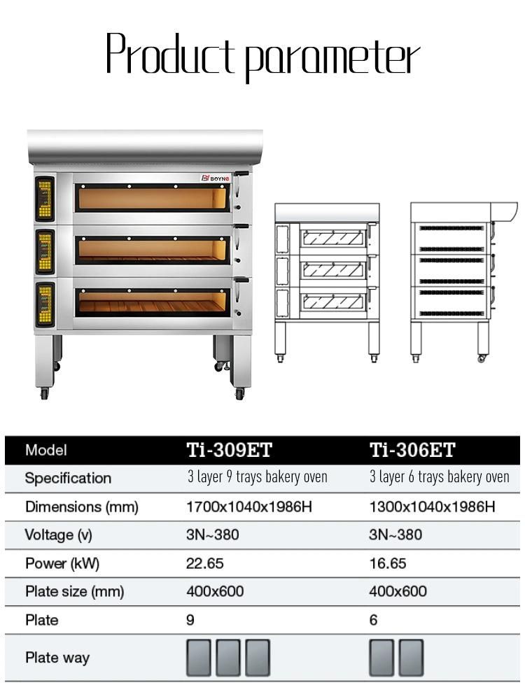 Digital Control Touch Screen 3 Deck 6 Trays Bread Oven