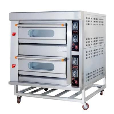 Commerical Kitchen of Baking Equipment 2 Deck 4 Tray Gas Oven