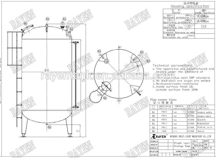 Stainless Steel Wfi Storage Tank Solvent Storage Tank