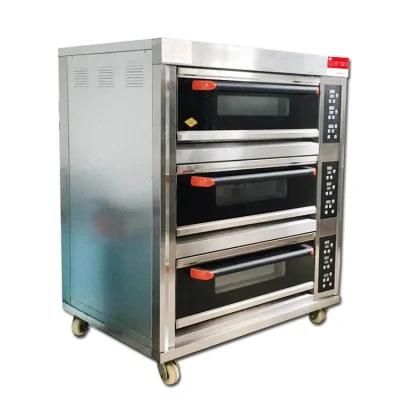 Commercial Kitchen 3 Deck 6 Trays Food Bread Gas Pizza Baking Oven Bakery Equipment