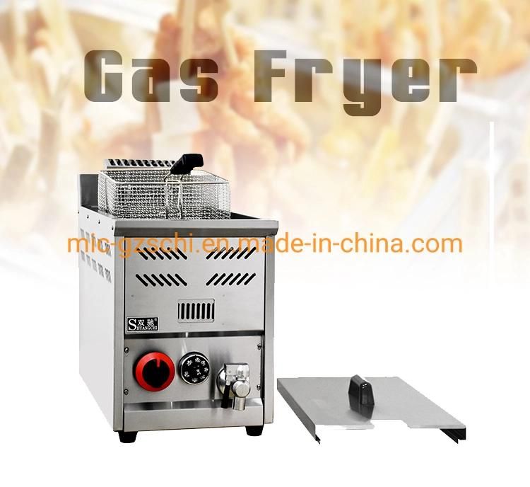 Shuangchi Manufacturer Commercial Free Standing Gas Deep Fat French Fries Chicken Fish Chips Fryer in Stainless Steel Fryer Machine Fast Food Equipment