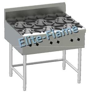 Chinese Style Gas 6 Open Burner 1 Ring Open Flame Stove for Commercial Equipment