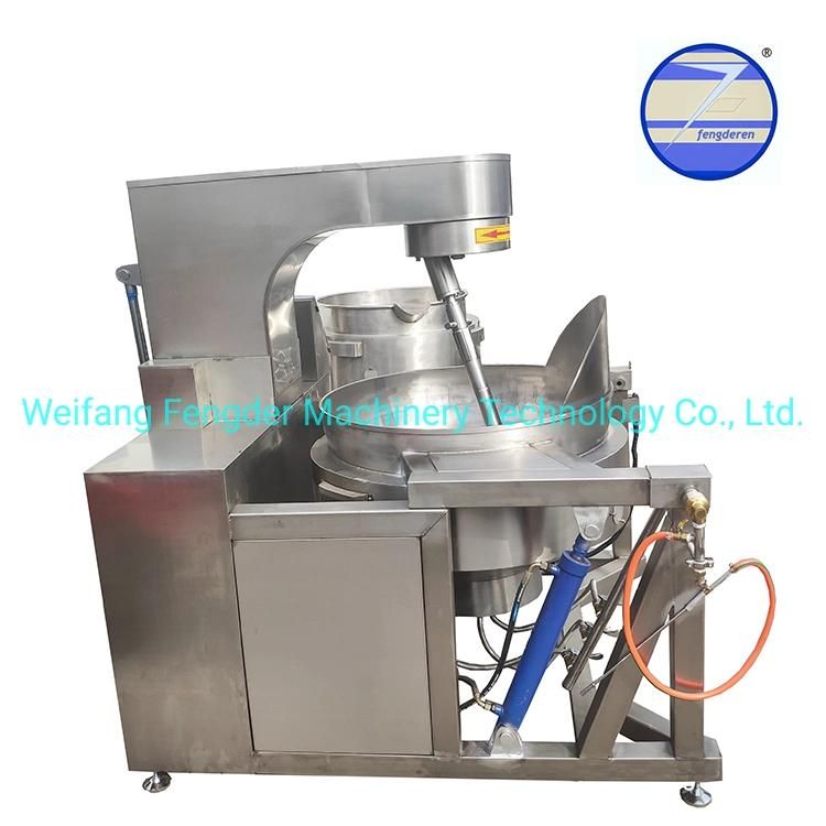Automatic Tilting Jacketed Kettle / Gas Heating Cooking Mixer / Planetary Stirring Pot with Agitators