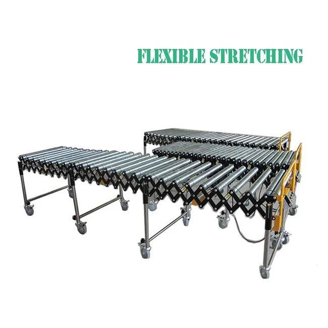 Metal Flexible Expandable Powered Telescopic Roller Conveyor Heavy Oad Capacity