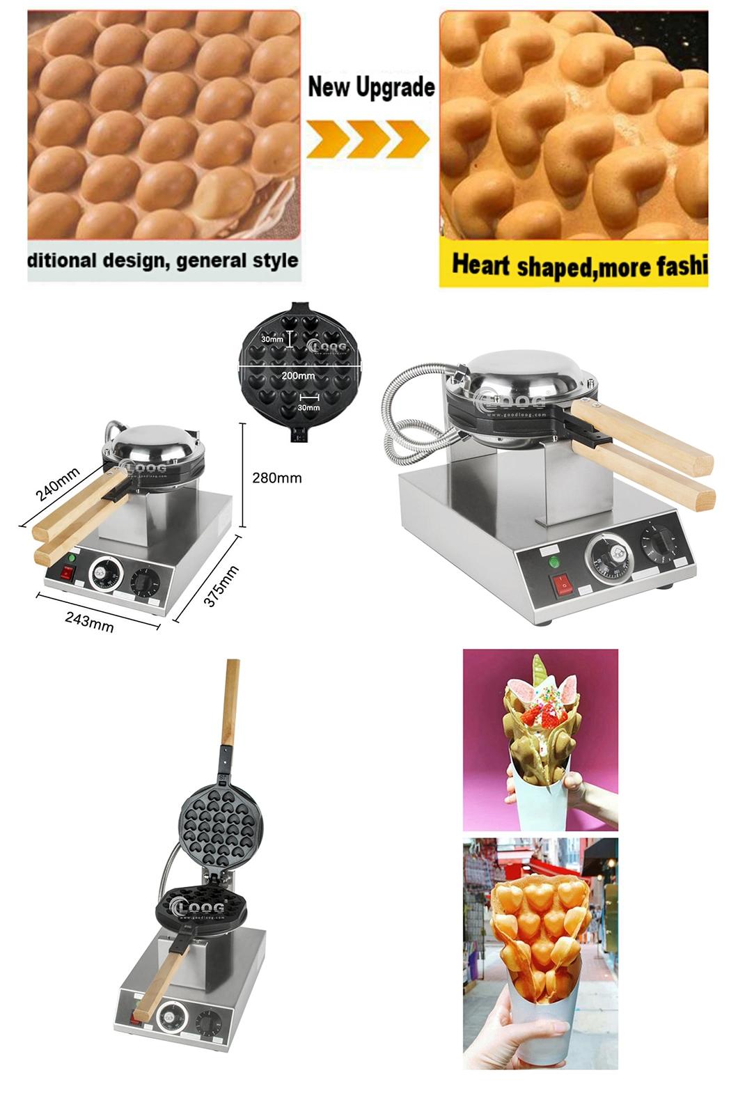 Wholesale Kitchen Equipment Non-Stick Electric Heart Shape Egg Bubble Waffle Maker Hong Kong Eggettes Waffle Iron Cake Oven Bubble Waffle Machine Commercial