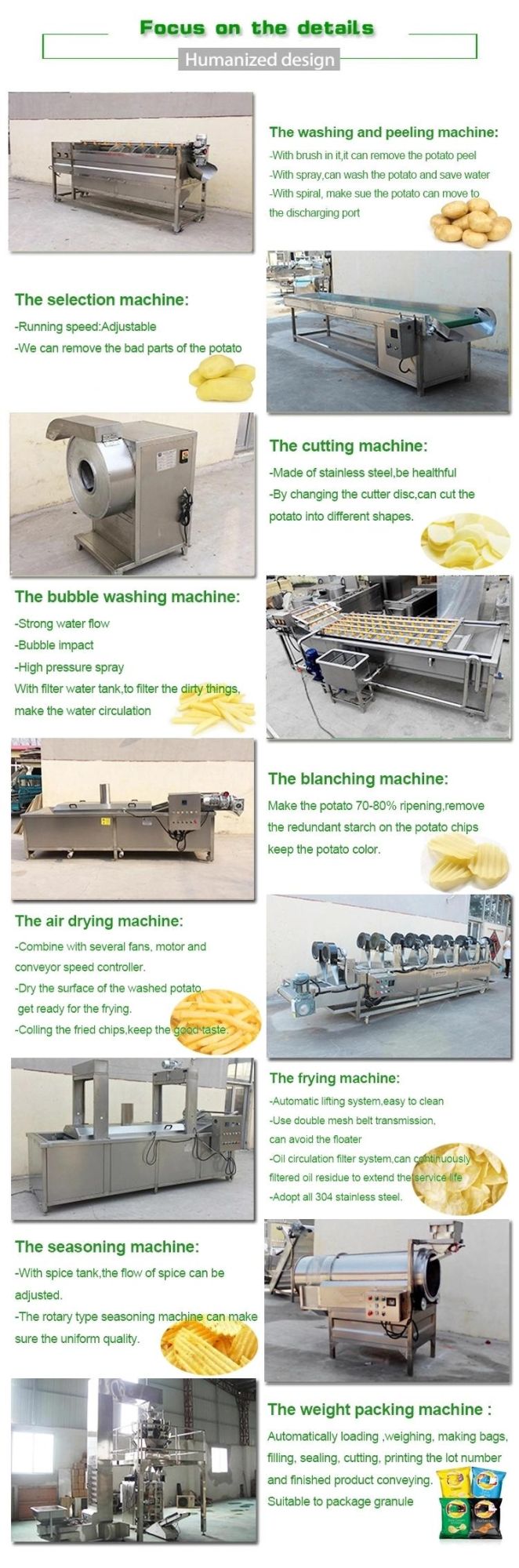 Industrial 300kg/ H -500kg/ H Fried Frozen French Fries Production Line Machine