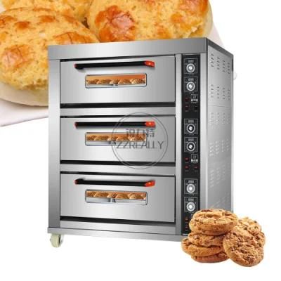 Commercial 3 Decks 6 Trays Electric Baking Oven Sweet Potato Bread Pizza Cake Bakery ...
