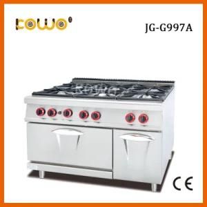 Commercial Stainless Steel Cooking Equipment 6 Burner Gas Range with Oven for Sale