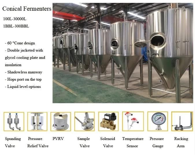 100hl Beer Fermenter AISI 304 Conical Cooling Tank