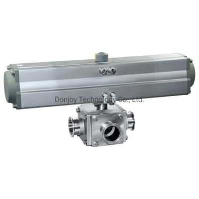 ISO 90001 Sanitary 3-Way Ball Valve with Long Horzizonal Actuator