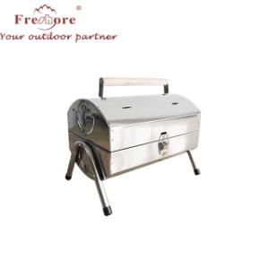 Lightweight Folding Portable Camping Outdoor Charcoal BBQ Grill with Wood Handle