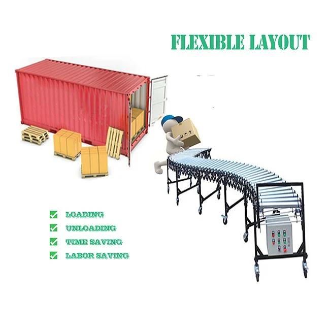 Metal Flexible Expandable Powered Telescopic Roller Conveyor Heavy Duty Lift