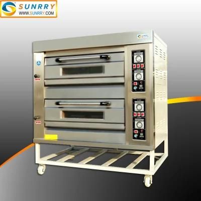 Commercial Kitchen Double Deck 4 Trays Gas Pizza Oven