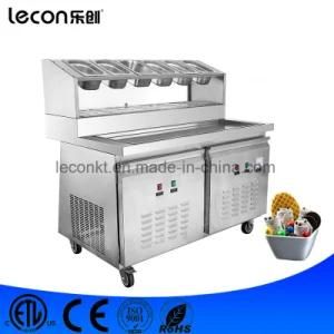 High Capacity Thailand Flat Pan Fried Rolled Ice Cream machine with Refrigerator