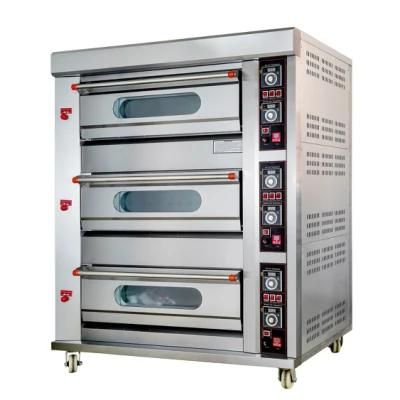Commercial Baking Machine Gas Pizza Oven for 3 Deck 6 Tray